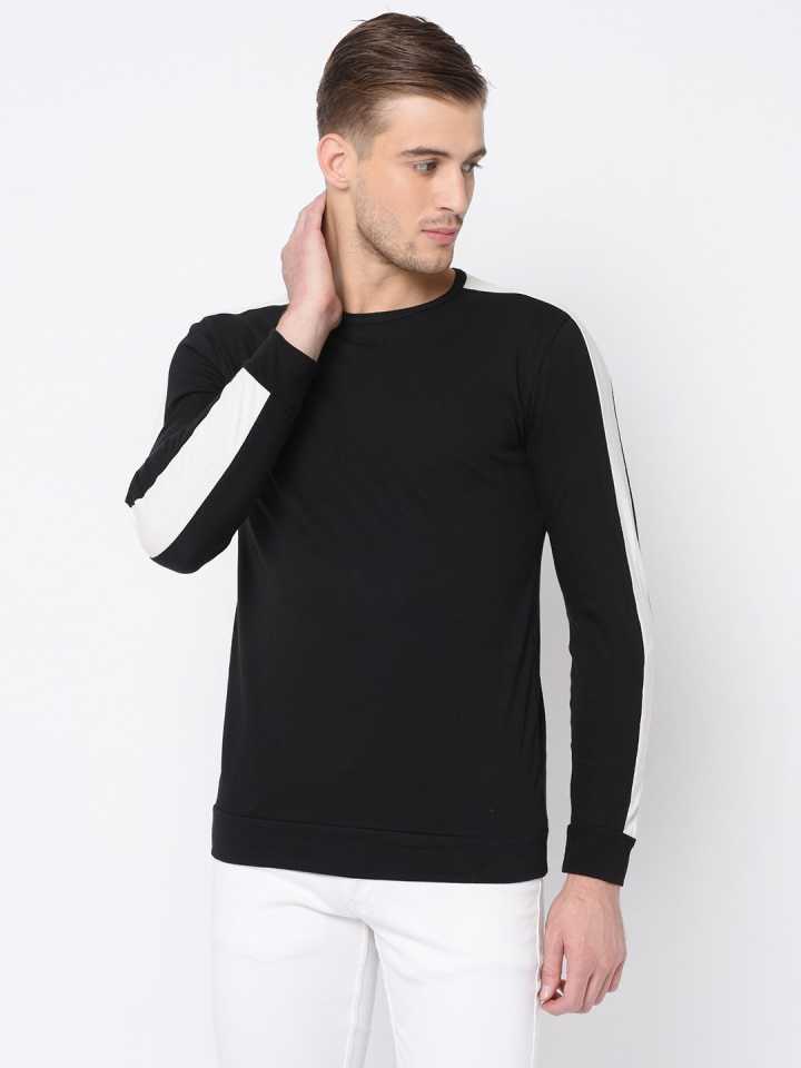 Solid Men Round Neck Black T-Shirt