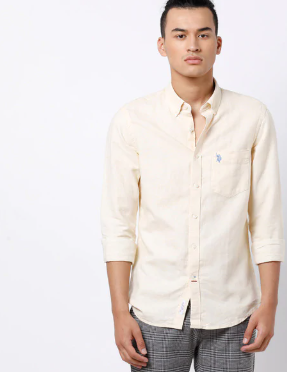 U.S. POLO ASSN. Textured Tailored Fit Shirt with Button-Down Collar